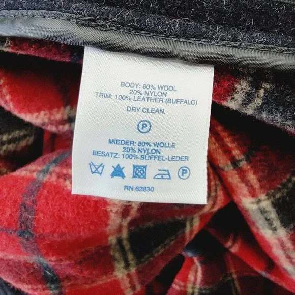 VTG Mens Lands End Wool Duffle Pea Coat Leather Toggles Blanket Lined Fall 42-44 - Picture 4 of 6